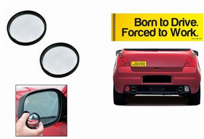 

Speedwav 1 Combo Of Car Bumper Sticker-BORN TO DRIVE, 1 Blind Spot Mirror-Black Combo