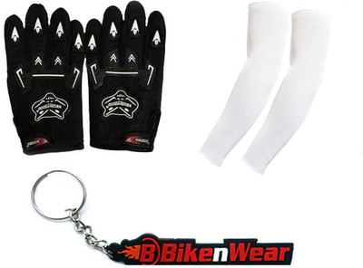 

Bikenwear 1 Knighthood Gloves-Black, 1 Arm Sleeves-White, 1 Bikenwear Keyring Combo