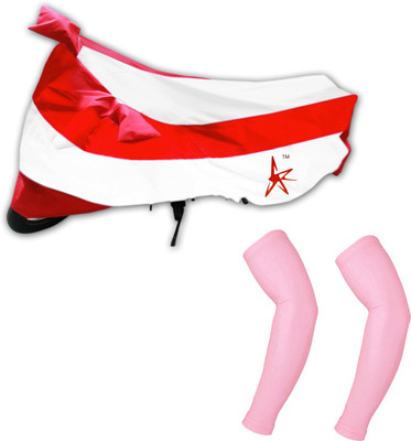 

AdroitZ 1 White & Red Two Wheeler Cover, 2 Pink Arm Sleeves Combo