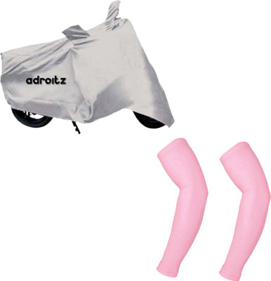 

AdroitZ 1 Silver Two Wheeler Cover, 2 Pink Arm Sleeves Combo