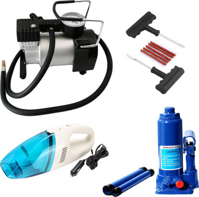 

Gold Dust 1Car Air Compressor Pump, 1Hydraulic Jack, 1Vacuum Cleaner ,1Car Puncture Kit Combo