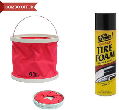 

Formula 1 1 Formula 1 Foam Car/Bike Foam Rubber / Tyre Shiner, 1 Foldable Water Bucket Combo