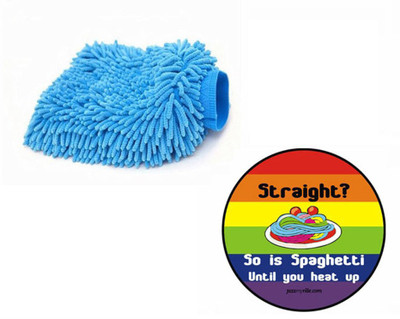 

Speedwav 1 Quirky Car Bumper Sticker-STRAIGHT, 1 Speedwav Microfiber Glove Mitt Combo