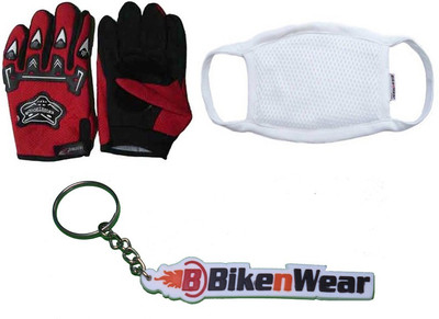 

Bikenwear 1 Knighthood Gloves-Red, 1 Pollution Mask-White, 1 Bikenwear Keyring Combo