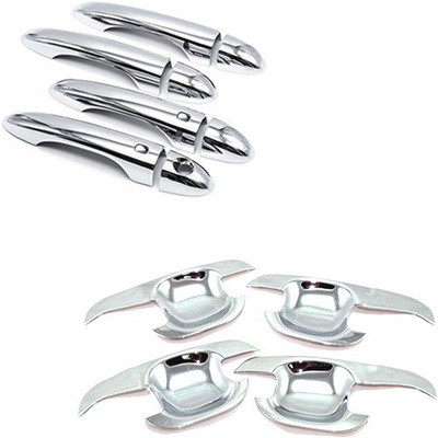 

Carsaaz 4 Chrome Handle Bowl cover, 4 Chrome Door Catch Cover Combo
