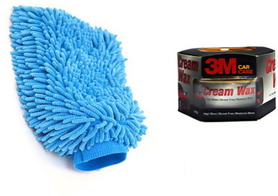 

3M 1 Car Cream Wax, 1 Microfiber Glove Mitt Combo