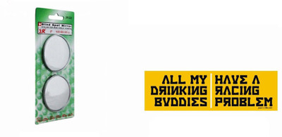 

Speedwav 1 Car Bumper Sticker-Drinking Buddies, 1 Blind Spot Mirror-Chrome Combo