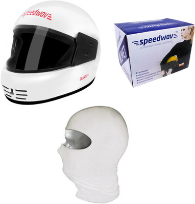 

Speedwav 1 Full Face Bike Riding Helmet, 1 Riding Face Mask-White Combo