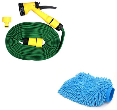 

Speedwav 1 Car Cleaning Combo of 10m Water Spray Hose Gun, 1 SpeedwavMicrofiberGlove Combo