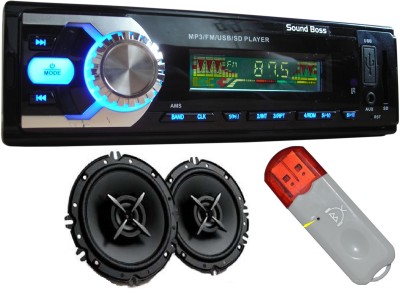 

Sound Boss USB/FM/Fixed Panel ID3 CAR MP3 PLAYER+, Bluetooth UNABLE DEVICE for Music, +6-1/2" 3-way car speakers (pair) Combo