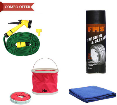 

FMS 1 FMS Auto Tyre Shine, 1 Cleaner 600ml, 1 Water Gun, 1 Microfiber Cloth, 1 Foldable Bucket Combo