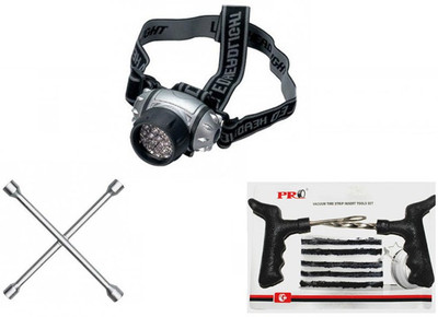 

OEM 1 Spanner, 1 Tyre Puncture Kit, 1 7 LED Adjustable Headlamp Light Combo