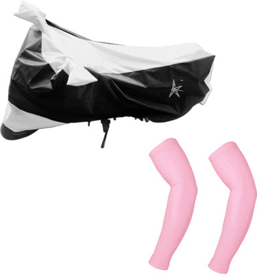

AdroitZ 1 Black & Silver Two Wheeler Cover, 2 Pink Arm Sleeves Combo