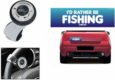 

Speedwav 1 Quirky Car Bumper Sticker, 1 I-Pop Car Steering Knob-Black Combo