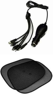 

Accedre 1 5 in 1 Car Mobile Multi Pin Charger, 1 WindowStickOnSunshades Combo