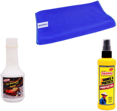 

Waxpol 1 Waxpol Car Protectol Polish 200ml, 1 Waxpol Shampoo 200ml, 1 Microfiber Cloth Combo