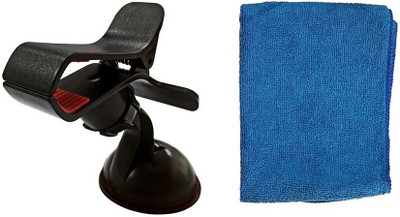 

ManeKo 1 Imported Single Clip Universal Car Mobile Holder, 1 Blue Microfiber Drying & Car Cleaning Vehicle Washing Cloth Combo