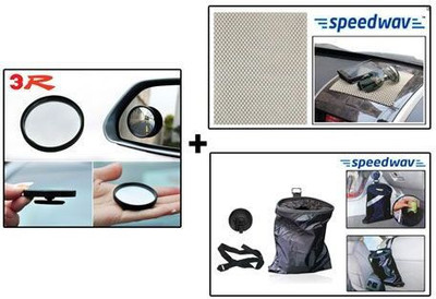 

Speedwav 1 3R Blind Spot Mirror, 1 Car Trash/Dust bin, 1 Anti Slip Mat Combo