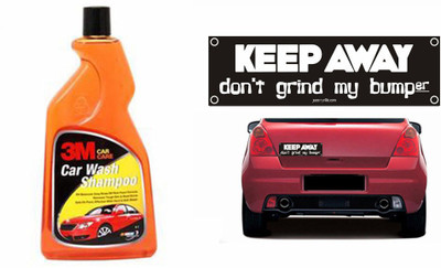 

3M 1 Quirky Car Bumper Sticker-KEEP AWAY, 1 3M Premium Shampoo 500ml Combo