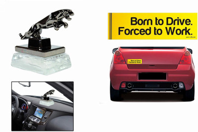 

Speedwav 1 Combo Of Car Bumper Sticker-BORN TO DRIVE, 1 Jaguar Perfume-White Combo