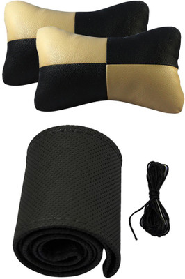 

Allure Auto 1 Leatherite Car Steering Cover, 1 Pair Of Neck Rest Combo