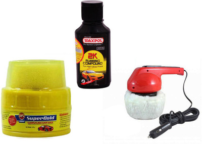 

Coido 1 Car Polisher, 1 Abro Super Gold Wax Polish, 1 Waxpol 2K Rubbing Compound Combo