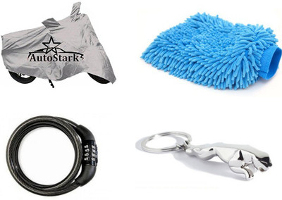 AutoStark Bike Body Cover Silver+ Helmet lock+ Microfiber Cleaning Gloves + Jaguar Shaped Keychain For Ktm Duke 200 Combo available at flipkart for Rs.549