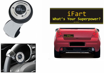 

Speedwav 1 Quirky Car Bumper Sticker, 1 I-Pop Car Steering Knob-Silver Combo