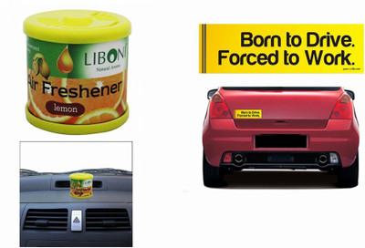 

Speedwav 1 X Quirky Car Bumper Sticker, 1 X Liboni Natural Aroma Car Air Freshener / Perfume-Lemon Combo