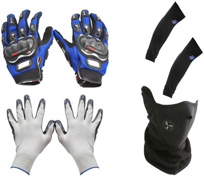 

Pro Biker 1 Bike Gloves, 1 Neoprene Face Mask-Black, 1 Gloves Combo