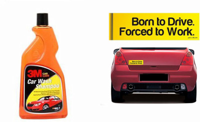 

3M 1 Combo Of Car Bumper Sticker-BORN TO DRIVE, 1 3M Premium Shampoo 500ml Combo