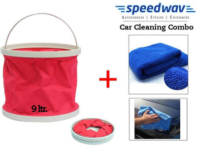 

Speedwav 1 Foldable Cleaning Kit Water Bucket/Trash Bin, 1 Microfiber Cloth Combo