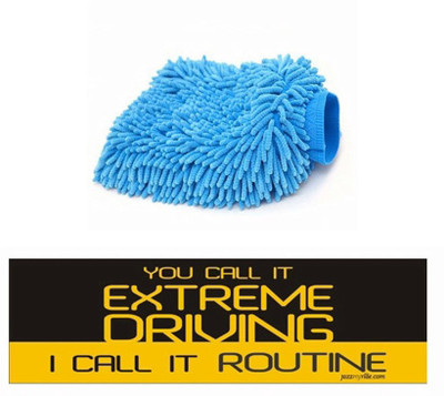 

Speedwav 1 Car Bumper Sticker-EXTREME DRIVING, 1 Microfiber Glove Mitt Combo