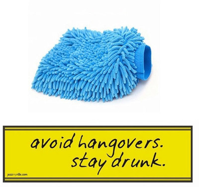 

Speedwav 1 Combo Of Car Bumper Sticker-AVOID HANGOVERS, 1 Microfiber Glove Mitt Combo