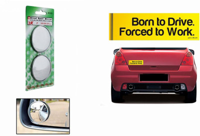 

Speedwav 1 Combo Of Car Bumper Sticker-BORN TO DRIVE, 1 Blind Spot Mirror-Chrome Combo