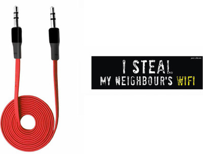 

Speedwav 1 Car Bumper Sticker, 1 Anti-TangLED 3.5 Car Aux Cable-RED Combo