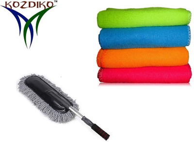 

Kozdiko Premium Quality 1 Microfiber Duster and 4 Microfibre Cloth Combo