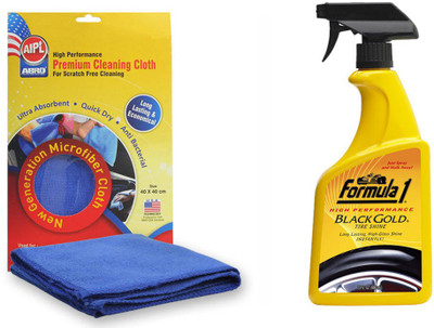 

Abro 1 Formula 1 Car/Bike Black Gold Tyre Shine Polish-680ml, 1 Abro Microfiber Cloth Combo
