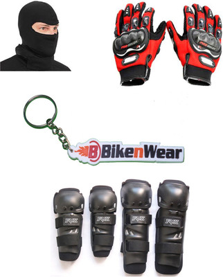 

Bikenwear 1 Fox Knee & Elbow Guard, 1 Probiker Gloves Red-XXL, 1 Balaclava Face Mask, 1 Keyring Combo
