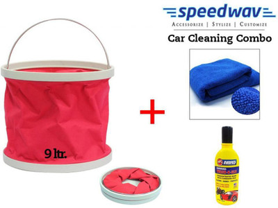 

Speedwav 1 Foldable Cleaning Kit Water Bucket/Trash Bin, 1 Abro Shampoo, 1 Cloth Combo