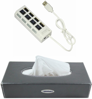

Speedwav 1 4 in 1 Hi-Speed Car USB Hub, 1 TissueBoxHolder-GREY Combo