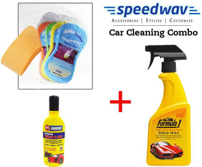 

Speedwav 1 Car Cleaning Kit Formula1 Spray Wax Polish, 1 Magic Sponge, 1 Shampoo Combo