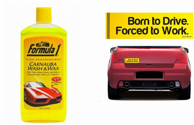 

Formula 1 1 Combo Of Car Bumper Sticker-BORN TO DRIVE, 1 Formula1 Carnauba Shampoo Combo