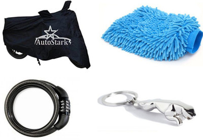 AutoStark Bike Body Cover Black+ Helmet lock+ Microfiber Cleaning Gloves + Jaguar Shaped Keychain For Ktm Duke 390 Combo available at flipkart for Rs.549