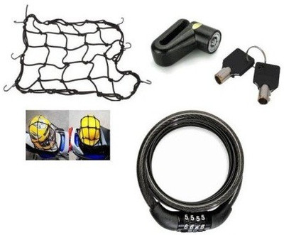 

ACCESSOREEZ 1 Bike Cargo Bungee Net, 1 Disk Lock, 1 Number Lock Combo
