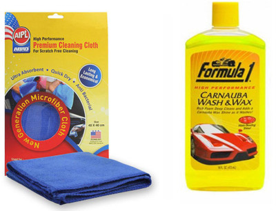 

Formula 1 1 Formula 1 Car Bike Carnauba Wash & Wax Shampoo-473ml, 1 Abro Microfiber Cloth Combo