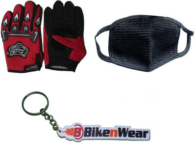 

Bikenwear 1 Knighthood Gloves-Red, 1 Pollution Mask-Black, 1 Bikenwear Keyring Combo
