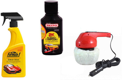 

Waxpol 1 Car Polisher, 1 Formula 1 Spray Wax Polish, 1 Waxpol 2K Rubbing Compound Combo