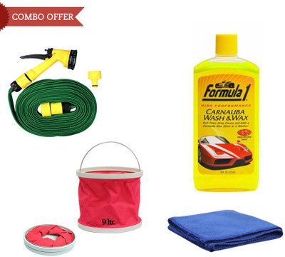 

Formula 1 1 Formula 1 Wash&Wax Shampoo-473ml, 1 Water Gun, 1 Abro Microfiber Cloth, 1 Foldable Bucket Combo