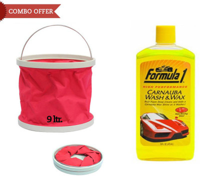 

Formula 1 1 Formula 1 Car Bike Carnauba Wash & Wax Shampoo-473ml, 1 Foldable Water Bucket Combo
